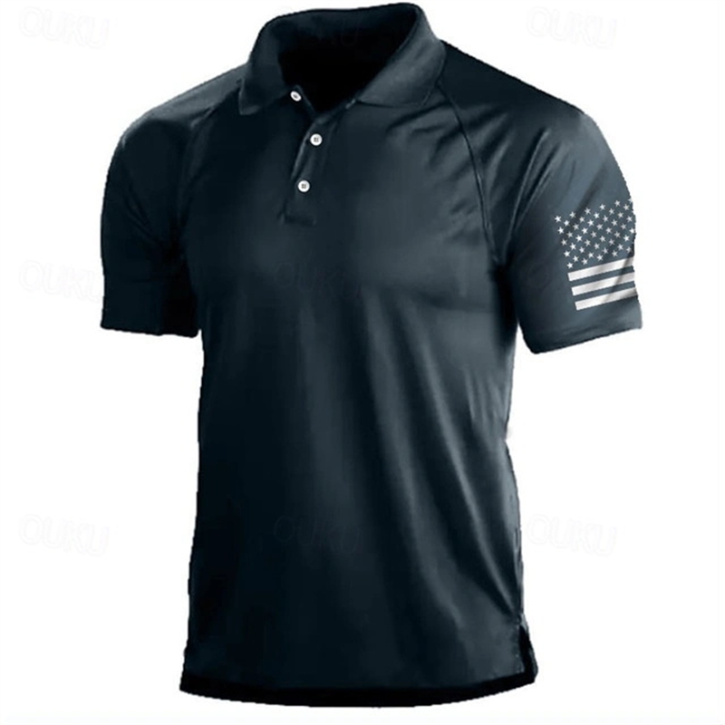 Golf Equipment Sales - 3D 인쇄 미국 국기 패턴 폴로