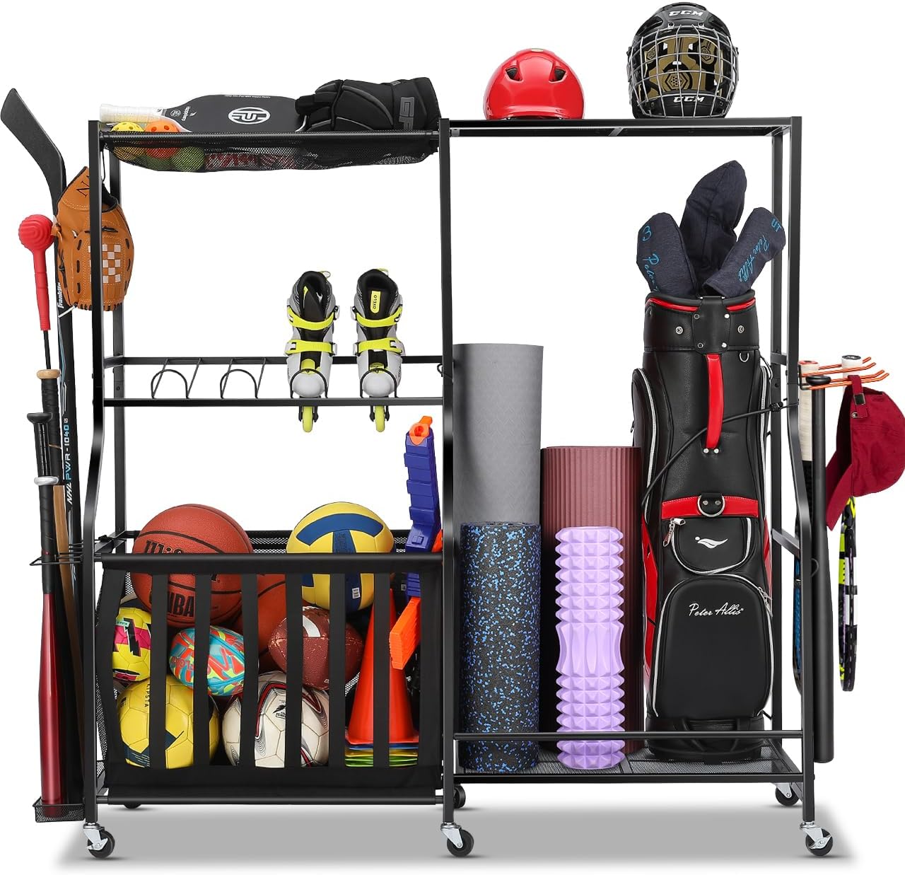 Golf Equipment Garage Organizer - 바퀴 달린 차고 스포츠 장비 정리함,