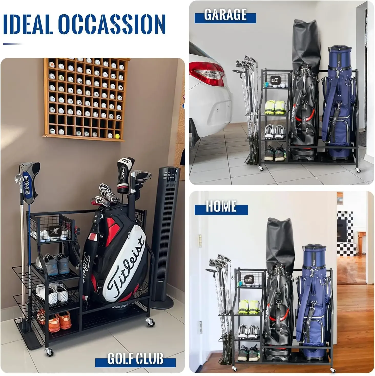 골프 장비 보관함, 골프백 보관대 및 기타 골프 장비  - Golf Equipment Garage Organizer 리뷰 및 가격