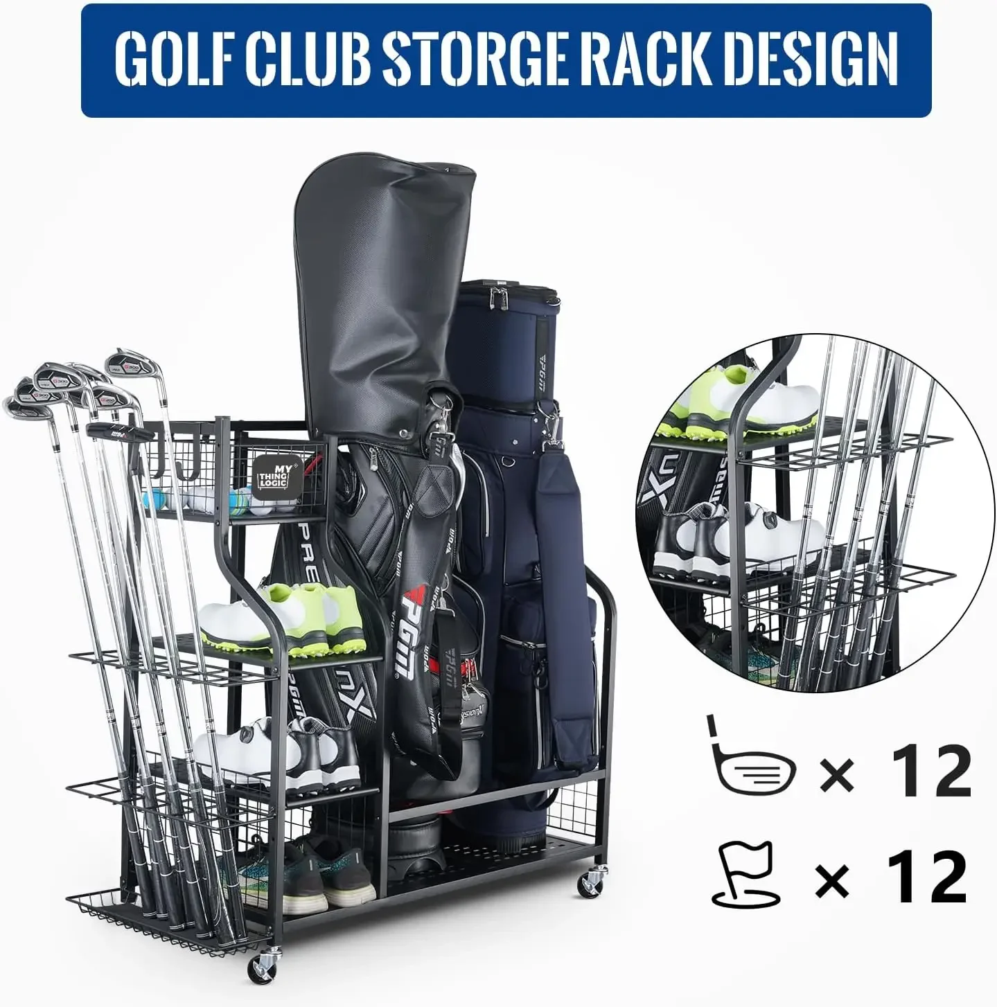골프 장비 보관함, 골프백 보관대 및 기타 골프 장비  - Golf Equipment Garage Organizer 리뷰 및 가격