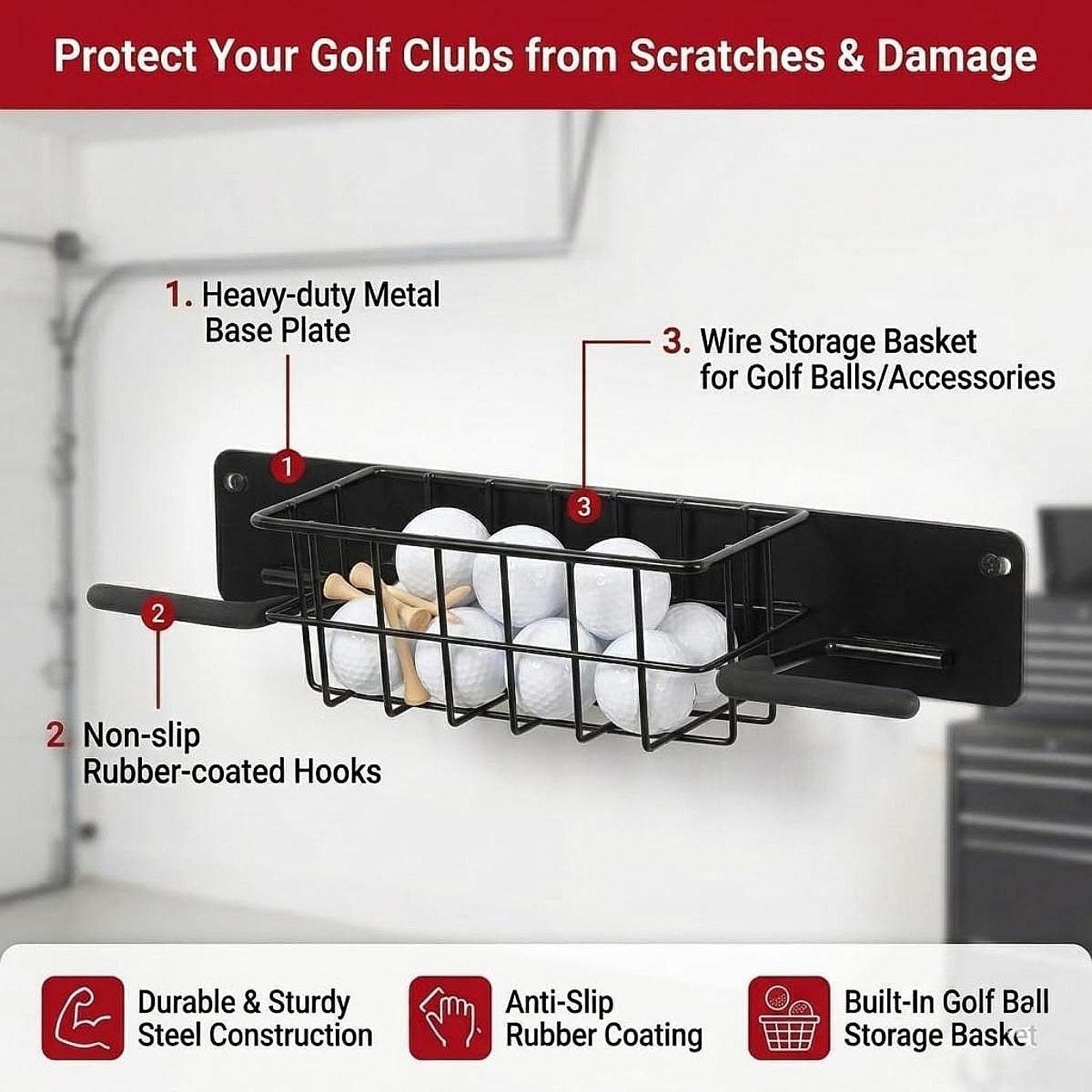 공간 절약형 골프 장비 벽걸이형 메탈 가방 홀더, 보관 - Golf Equipment Garage Organizer 리뷰 및 가격