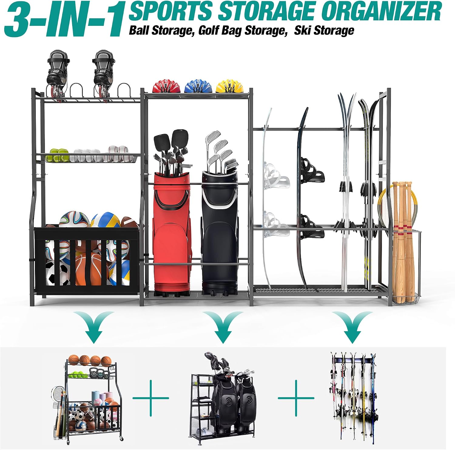스포츠 장비 정리대 골프백 스탠드, 독립형 스키 및 스 - Golf Equipment Garage Organizer 리뷰 및 가격