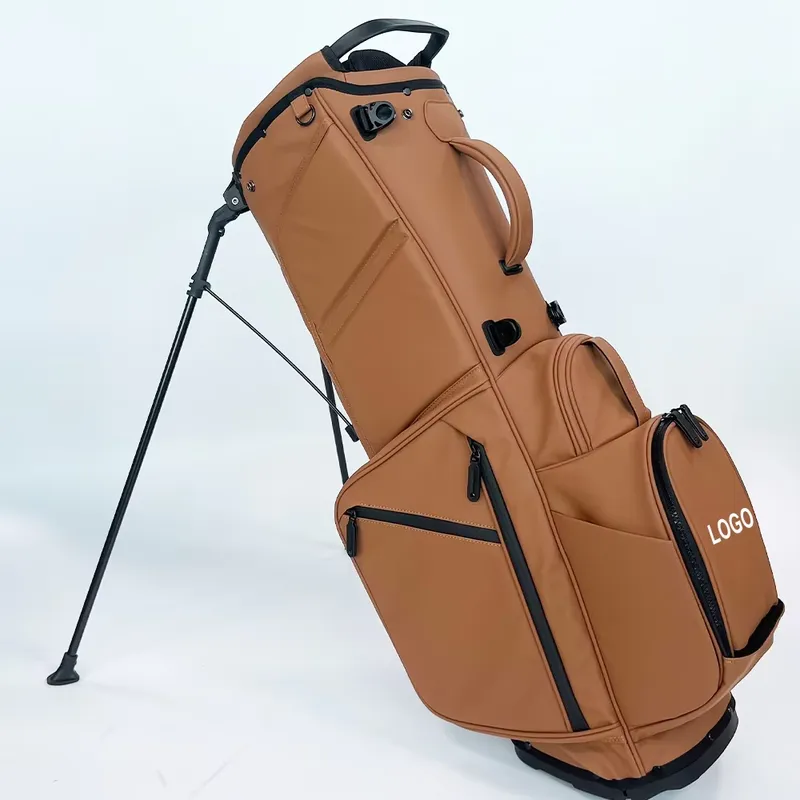 맞춤형 로고 자수 골프 스탠드 백 PU 가죽 브라운 선 - Golf Equipment Logos 리뷰 및 가격