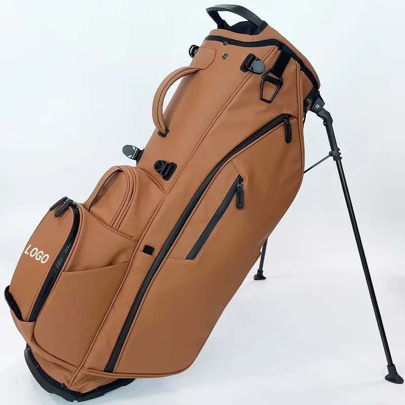 맞춤형 로고 자수 골프 스탠드 백 PU 가죽 브라운 선 - Golf Equipment Logos 리뷰 및 가격