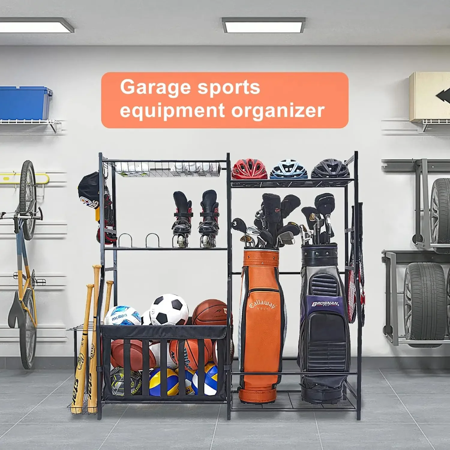 차고 스포츠 용품 정리함 골프백 스탠드 볼 보관 랙 실 - Golf Equipment Garage Organizer 리뷰 및 가격