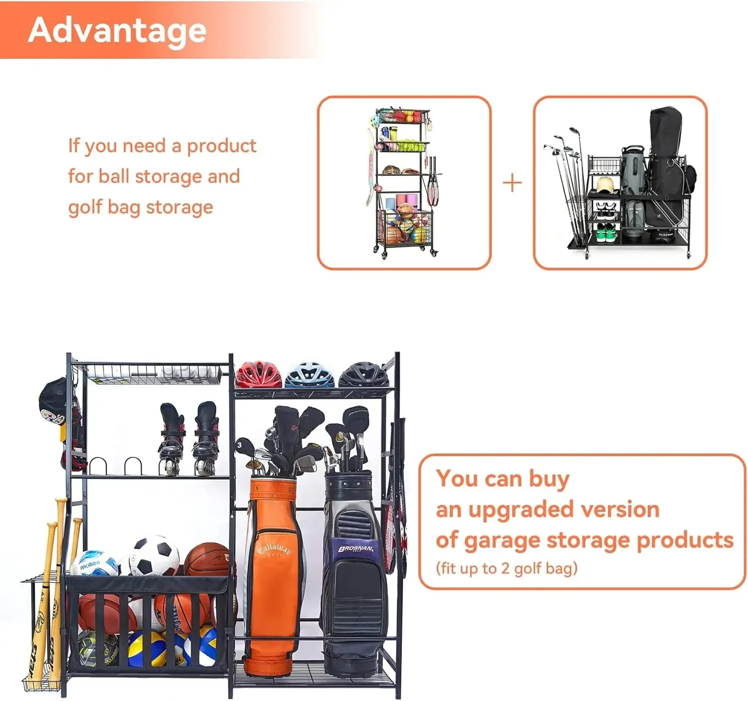 차고 스포츠 용품 정리함 골프백 스탠드 볼 보관 랙 실 - Golf Equipment Garage Organizer 리뷰 및 가격