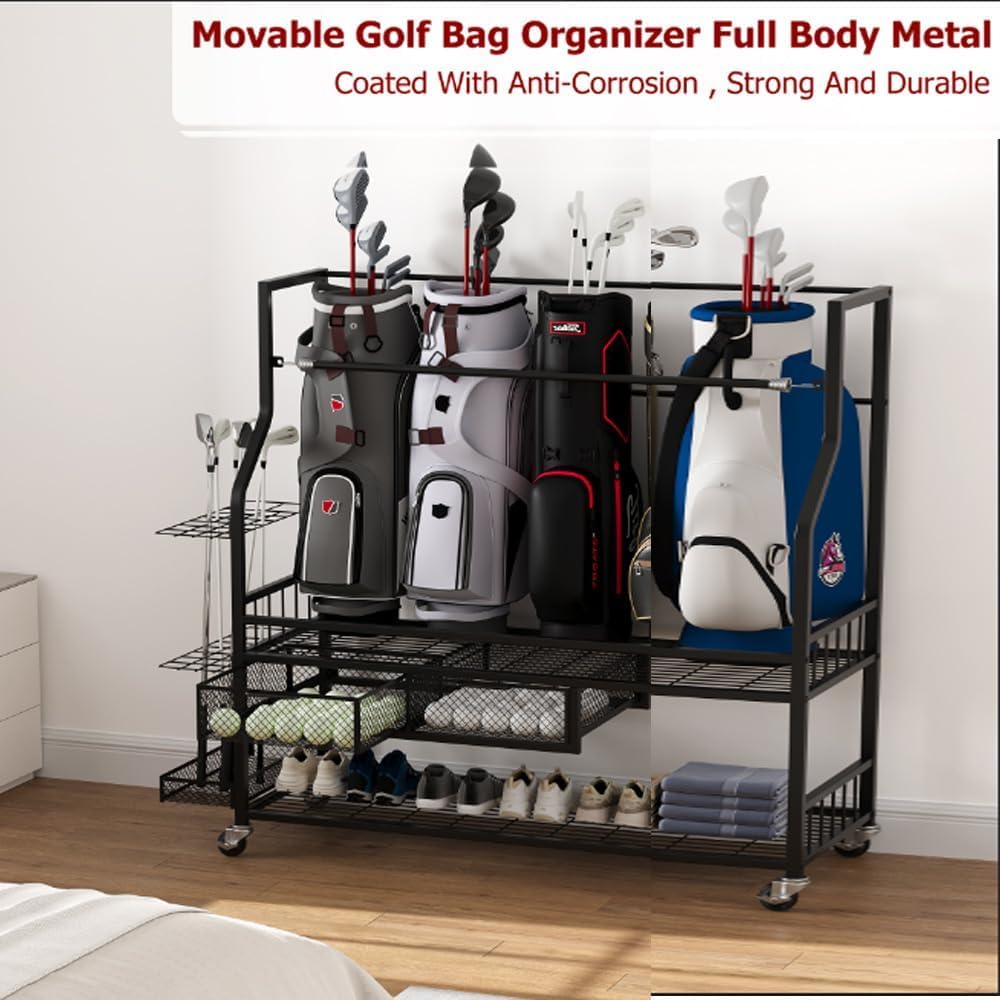 골프백 보관용 차고 정리대(서랍 포함), 5개의 가방  - Golf Equipment Garage Organizer 리뷰 및 가격